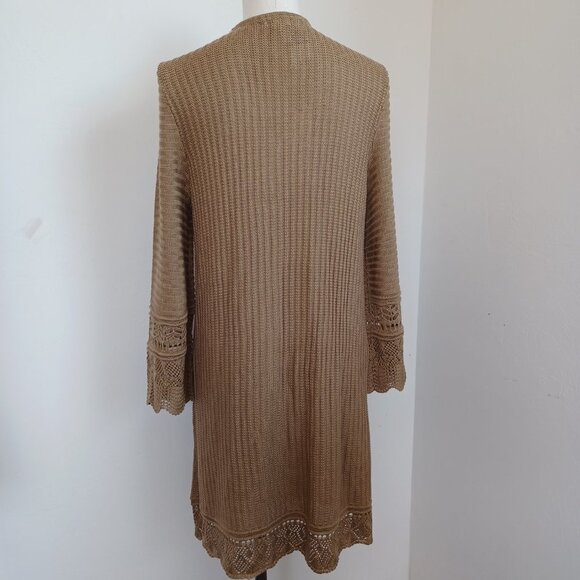 Greige Cardigan Sweater Open Front Long Line NEW Womens XL - Picture 3 of 13
